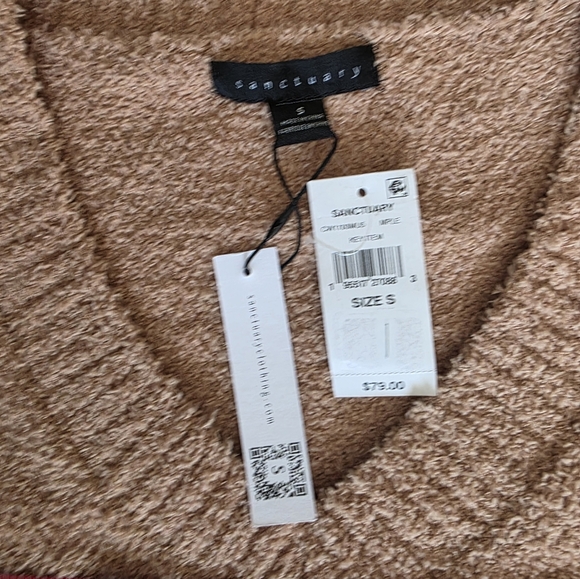 Sanctuary Tan Brown V-Neck Knitted Long Sleeve Oversized Sweater Size S NWT - Picture 6 of 8